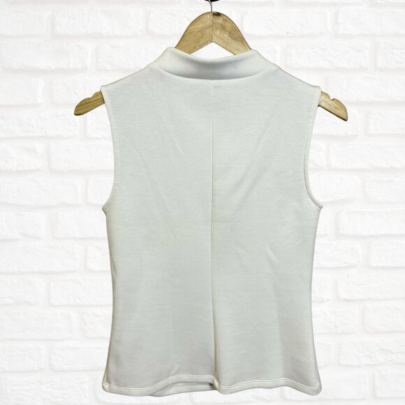 Banana Republic Sleeveless Scuba Cowl Neck Top Small Ivory White Layering Soft - Picture 4 of 6